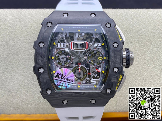 Richard Mille RM011-03 KV Factory Carbon Fiber White Strap