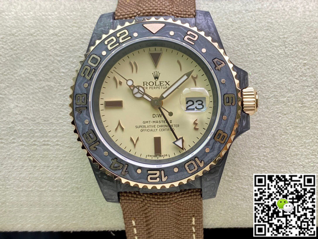 Rolex GMT-MASTER II Diw Carbon Fiber Brown Fabric Strap