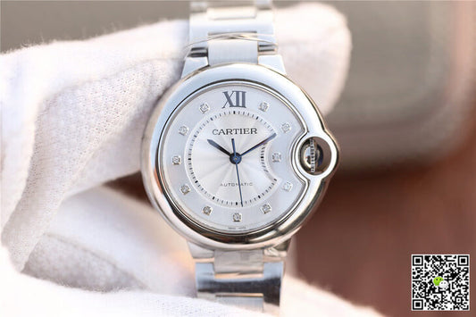 Ballon Bleu De Cartier WE902074 V6 Factory Diamond Silverr Dial