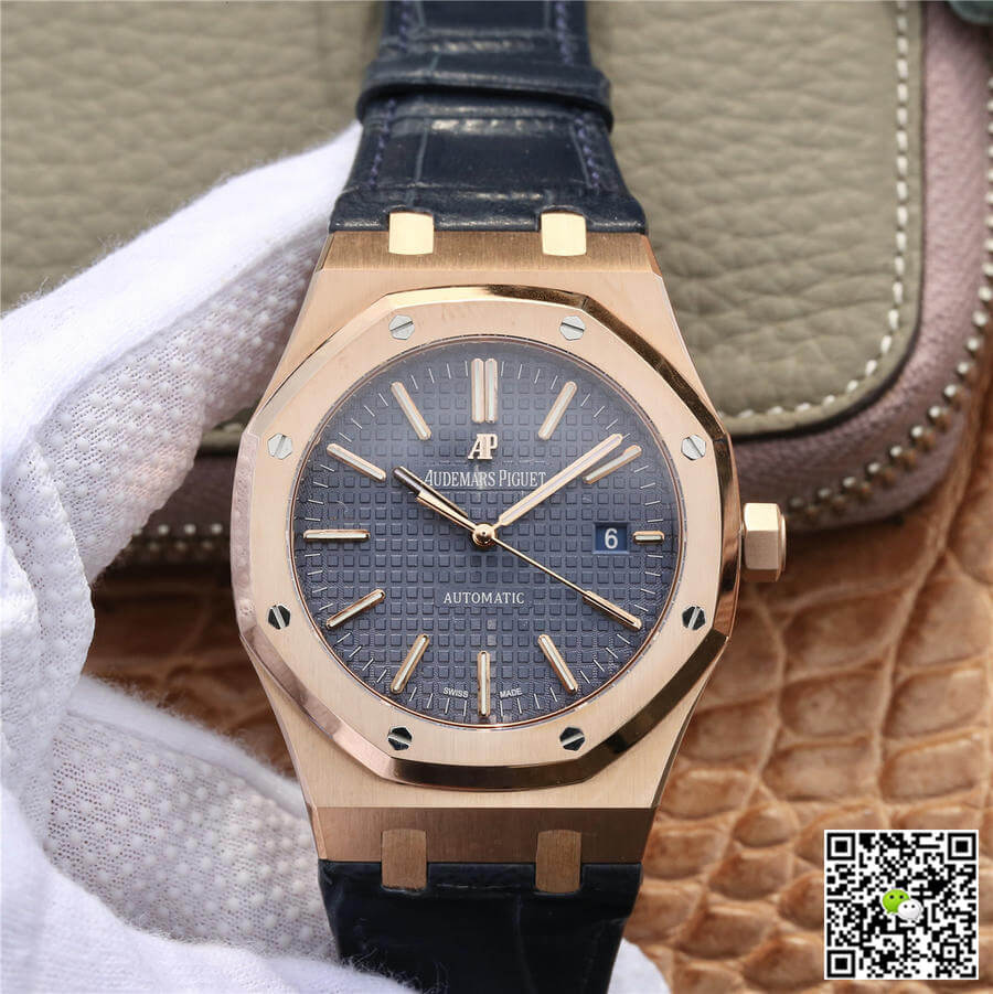 Audemars Piguet Royal Oak 15400 OM Factory Blue Dial Leather Strap