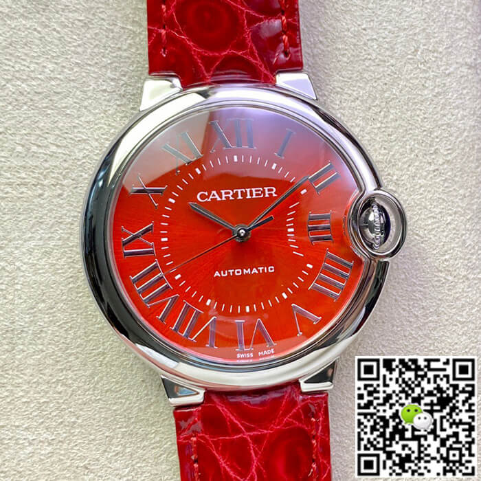 Ballon Bleu De Cartier 36MM 3K Factory Red Leather Strap