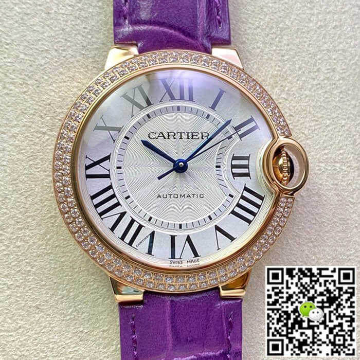 Ballon Bleu De Cartier 36MM WJBB0009 3K Factory Purple Leather Strap
