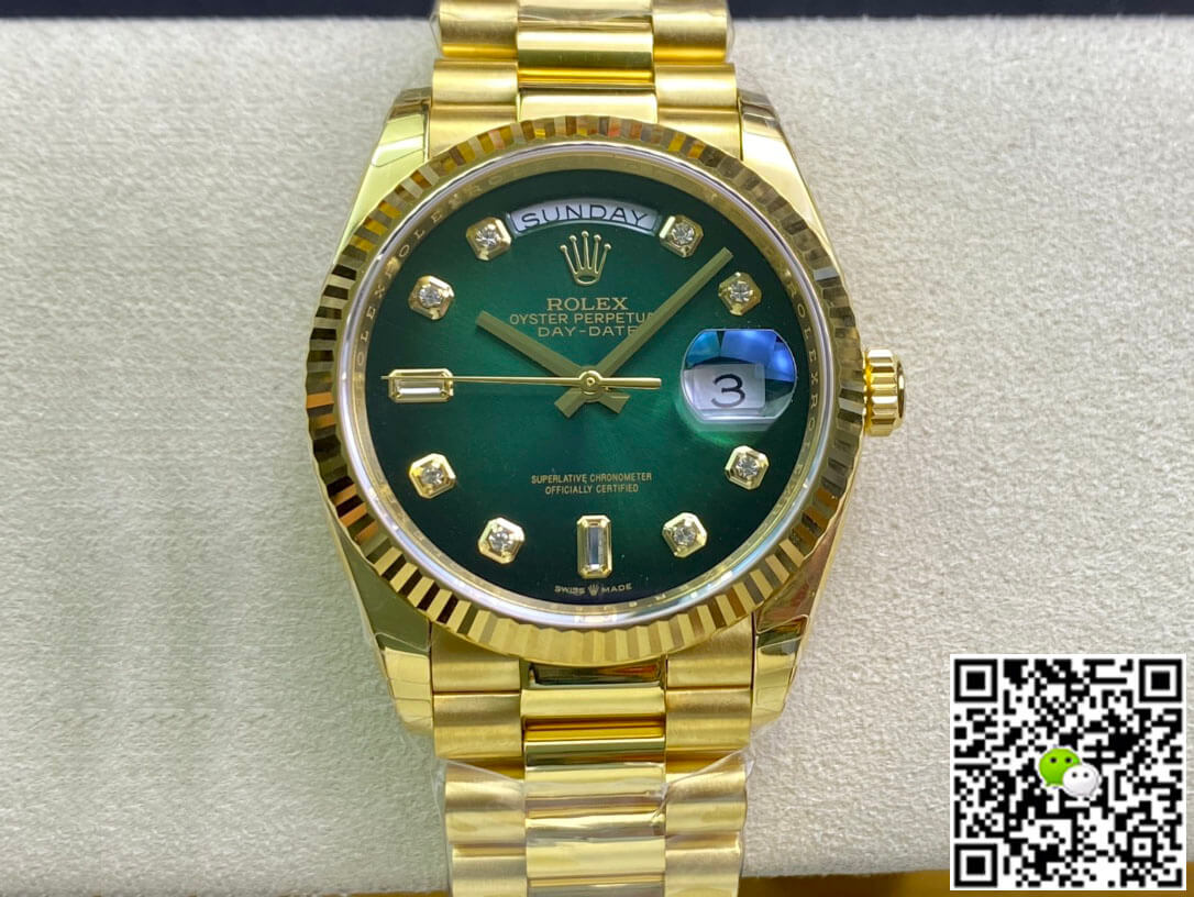 Rolex Day-Date M128238-0069 Yellow Gold EW Factory Gradual Green Dial