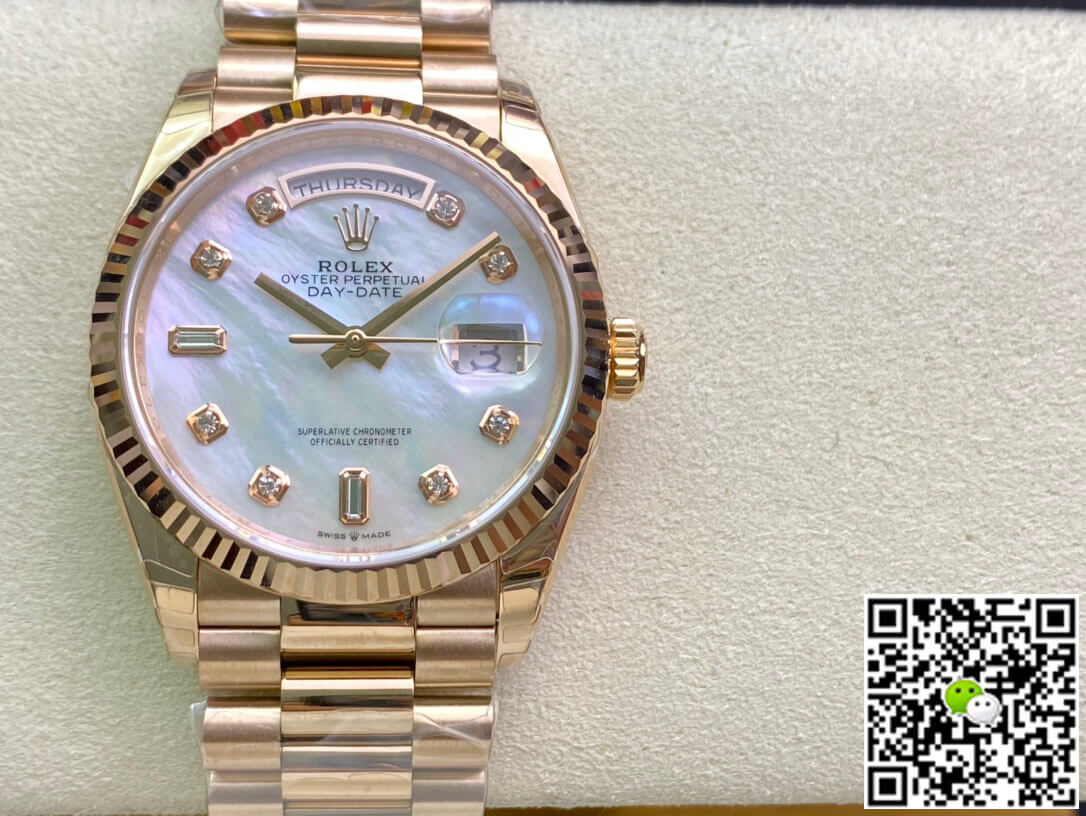 Rolex Day Date M128235-0029 EW Factory White Mother-Of-Pearl Dial