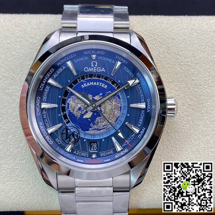 Omega Seamaster Aqua Terra GMT Worldtimer 220.10.43.22.03.001 VS Factory Blue Dial