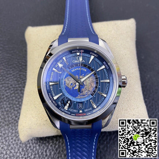 Omega Seamaster Aqua Terra GMT Worldtimer 220.12.43.22.03.001 VS Factory Blue Dial