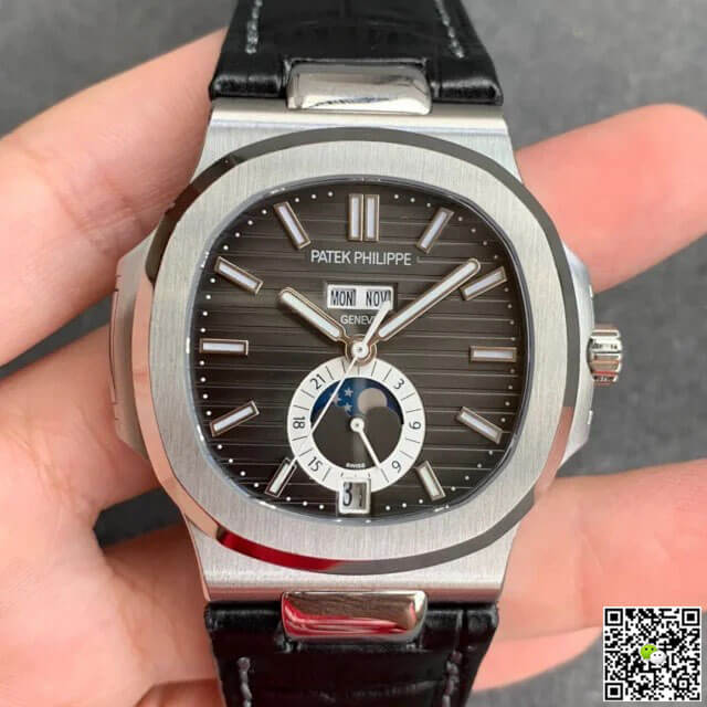 Patek Philippe Nautilus 5726/1A-001 GR Factory Black Leather Strap