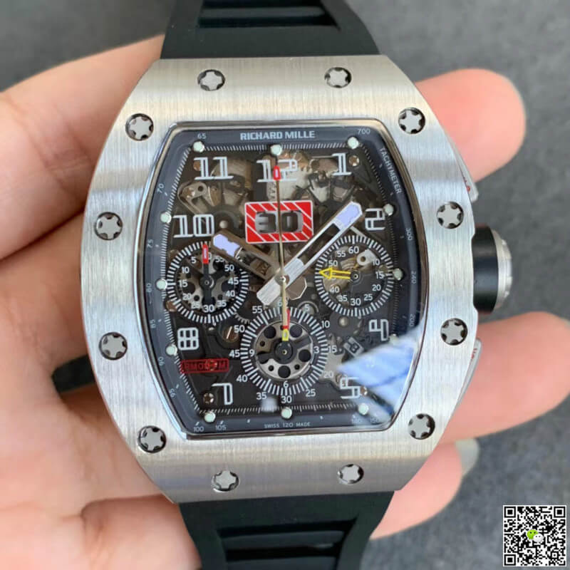 Richard Mille RM011 KV Factory Black Rubber Strap
