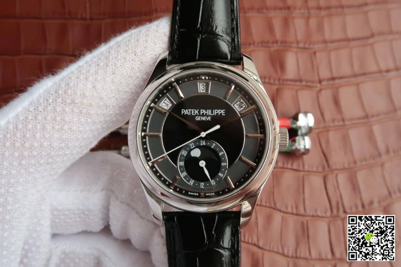 Patek Philippe Annual Calendar 5205R-001 KM Factory Black Dial Cowhide Strap