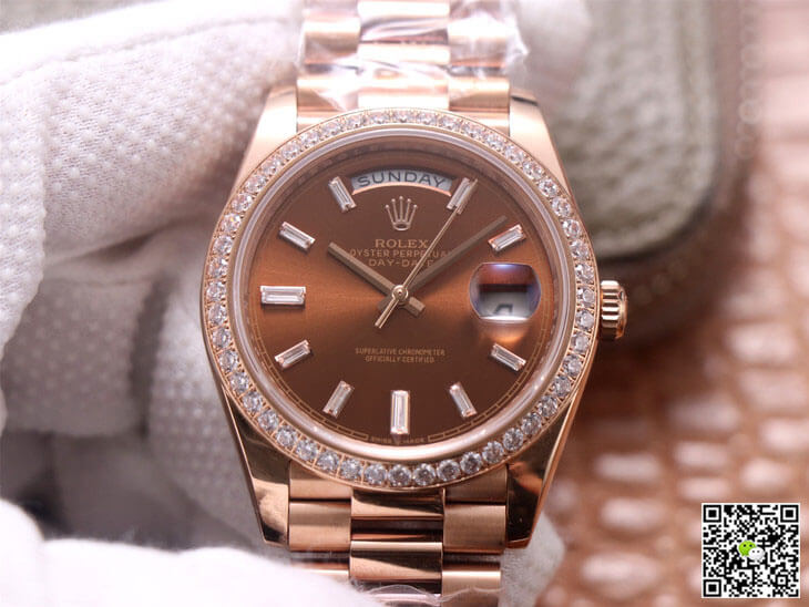 Rolex Day-Date M228345RBR-0006 EW Factory Diamond Chocolate Color Dial