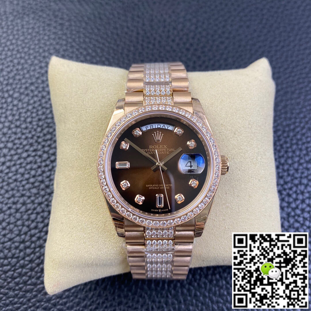 Rolex Day Date M128345rbr-0041 EW Factory Diamond Strap