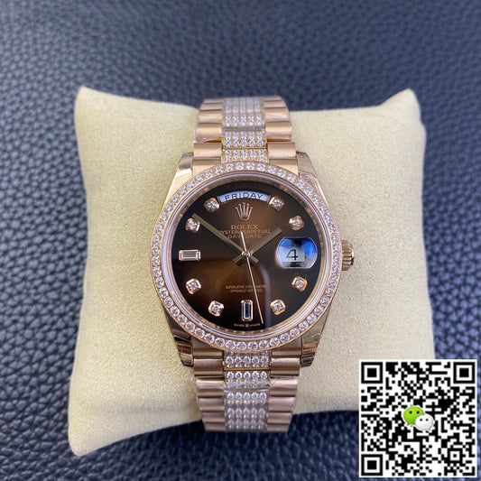 Rolex Day Date M128345rbr-0041 EW Factory Diamond Strap