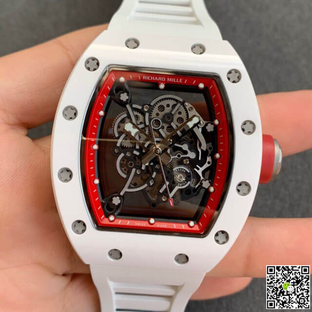Richard Mille RM055 KV Factory V2 White Ceramic Case Rubber Strap