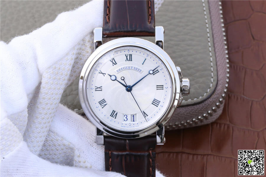 Breguet Marine 5817ST/12/5V8 White Dial Cowhide Strap
