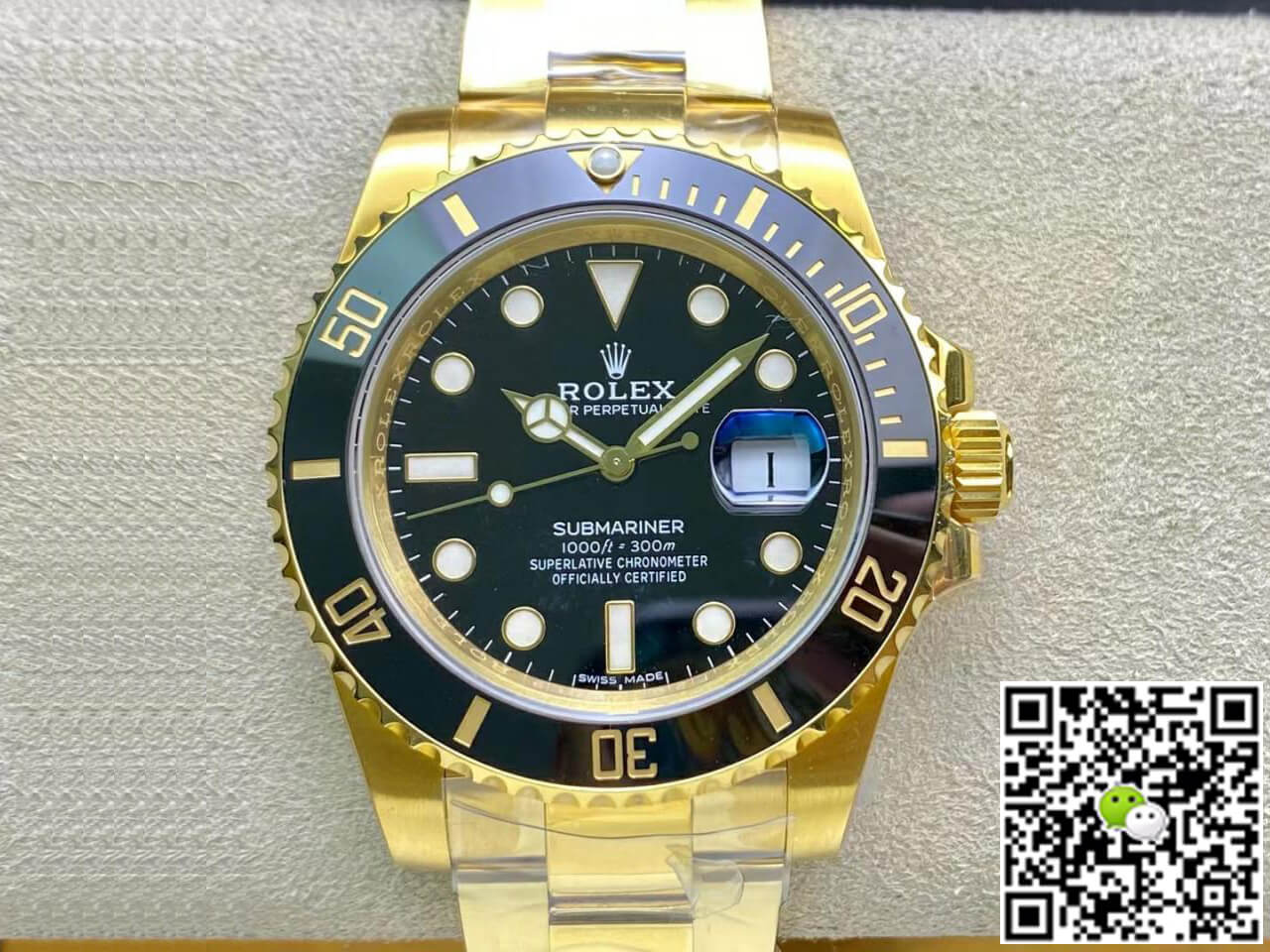Rolex Submariner 116618LN-97208 VS Factory Yellow Gold Black Dial