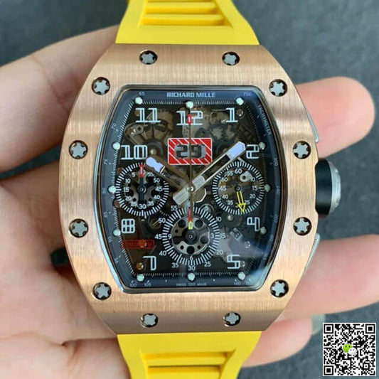 Richard Mille RM011 KV Factory Titanium Yellow Rubber Strap