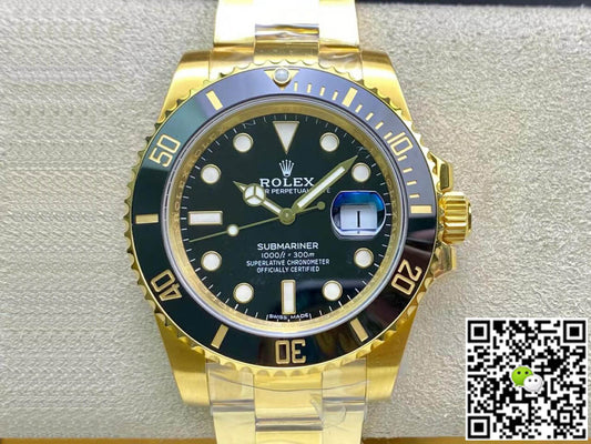 Rolex Submariner 116618LN-97208 VS Factory Yellow Gold Black Dial