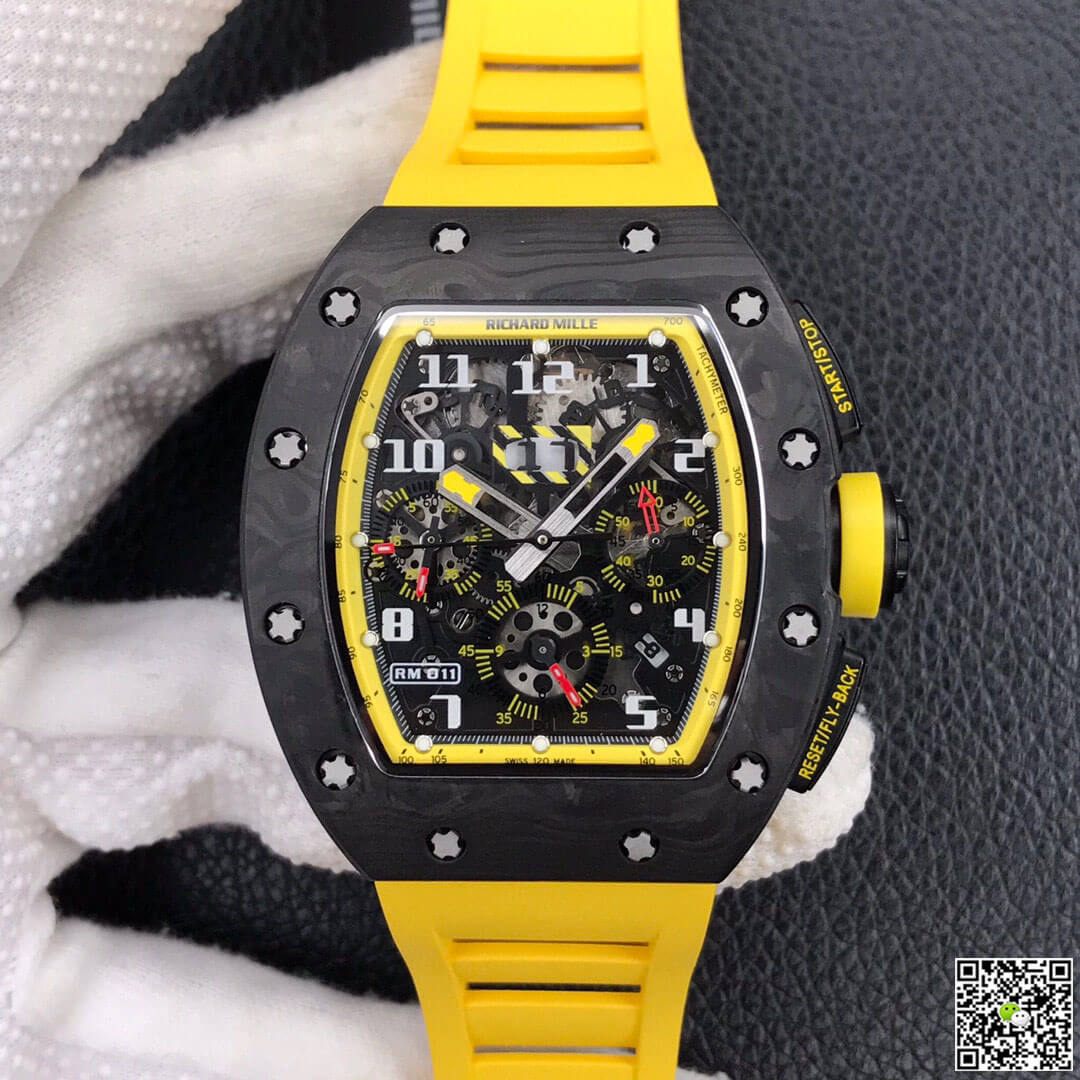 Richard Mille RM-011 KV Factory Forged Carbon Yellow Strap