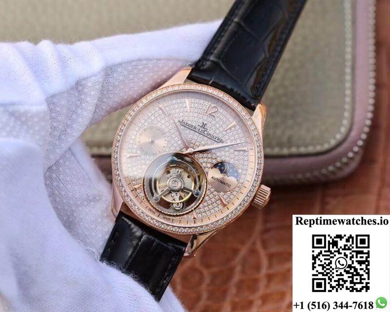Jaeger-Lecoultre Master Complication Functions Tourbillon 18K Rose Gold Diamonds Dial-Rep Time Watches