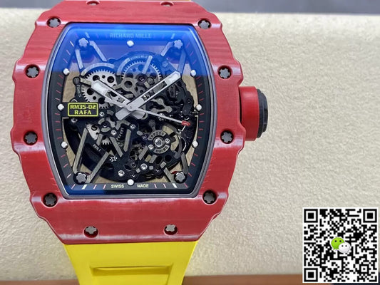 Richard Mille RM35-02 T+ Factory Carbon Fiber Case Yellow Rubber Strap