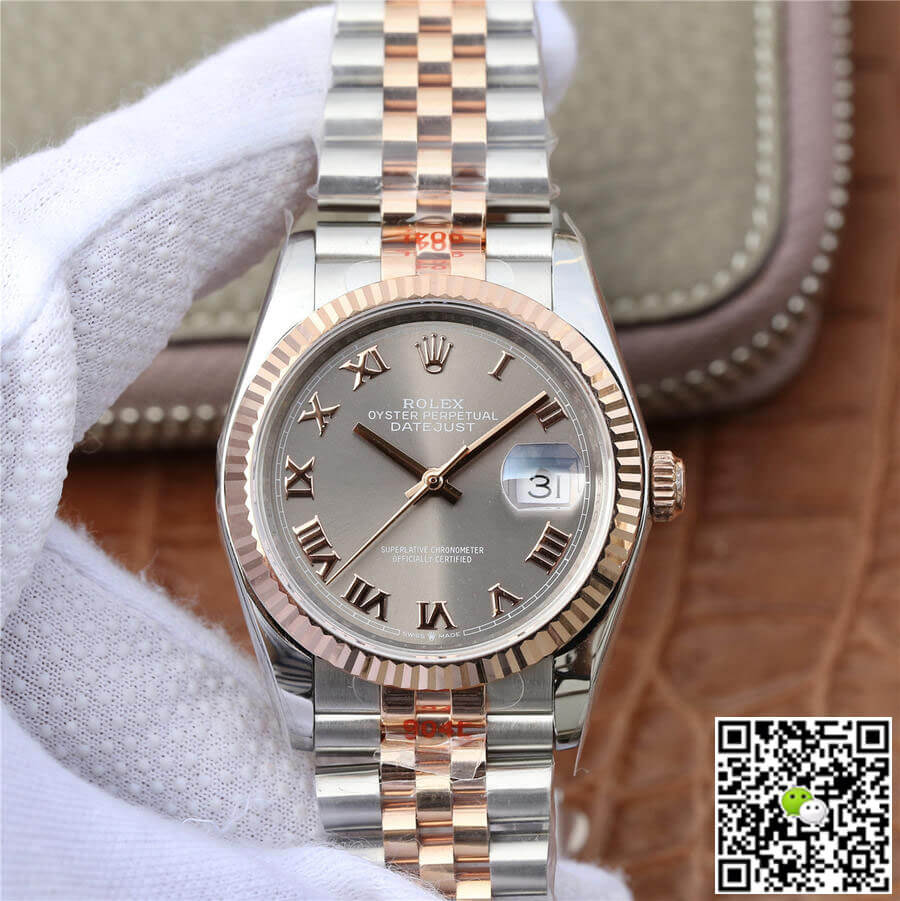 Rolex Datejust 116231-0087 36MM GM Factory Rose Gold Silver Dial