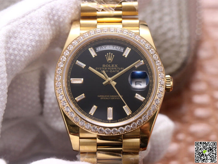 Rolex Day-Date M228348RBR-0001 EW Factory Yellow Gold Black Dial