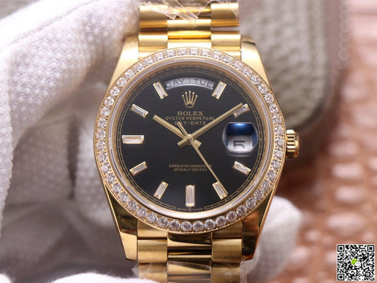 Rolex Day-Date M228348RBR-0001 EW Factory Yellow Gold Black Dial
