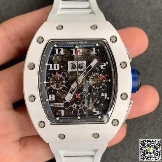 Richard Mille RM-011 KV Factory White Ceramic Rubber Strap