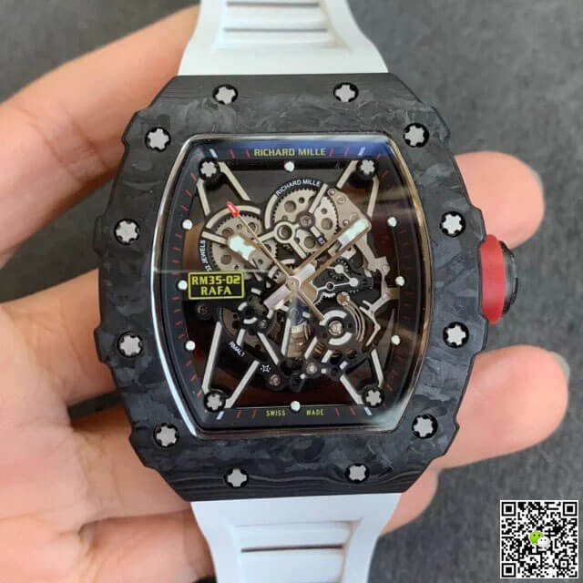 Richard Mille RM35-02 KV Factory V3 Carbon Fiber White Rubber Strap