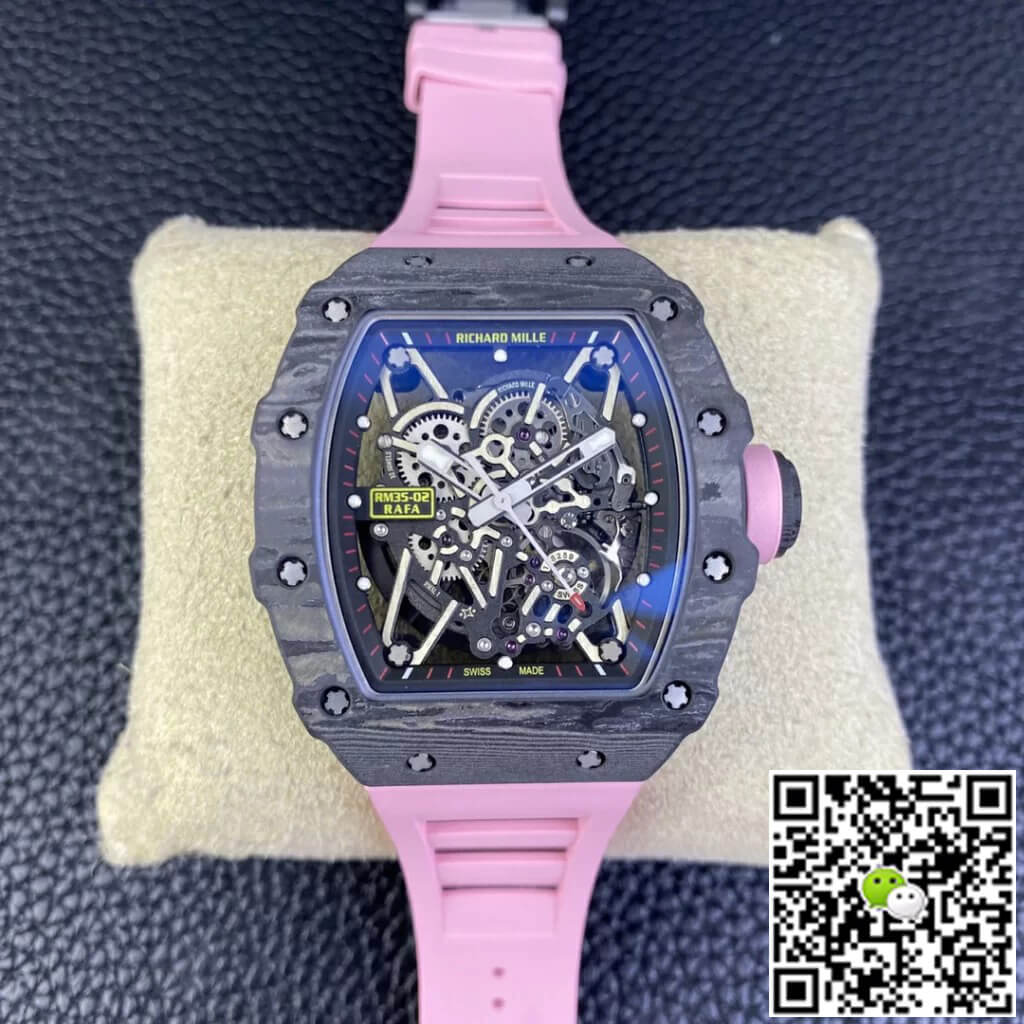 Richard Mille RM35-02 T+ Factory Carbon Fiber Case Pink Strap