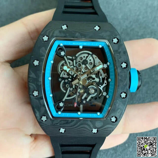 Richard Mille RM055 KV Factory V2 Carbon Fiber Black Rubber Strap