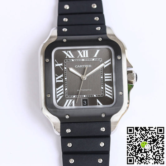Cartier Santos WSSA0037 GF Factory V2 Black Rubber Strap