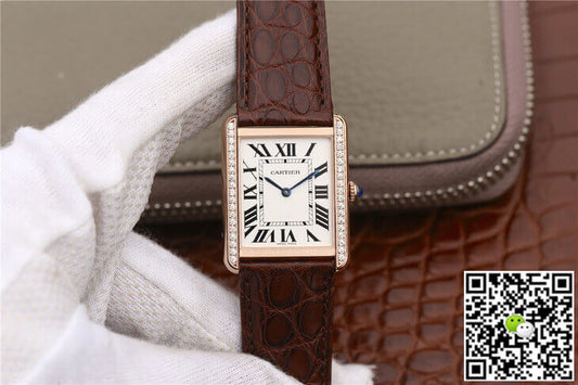 Cartier Tank WT200005 K11 Factory Rose Gold Diamonds