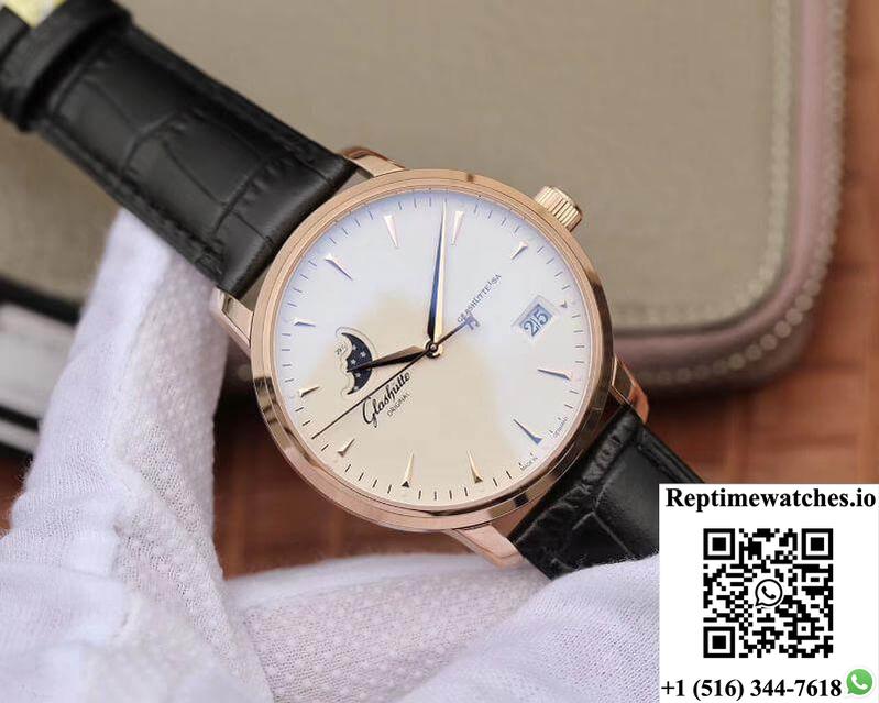Glashutte Original Senator 1-36-04-04-02-01 Moonphase 18K Rose Gold White Dial-Rep Time Watches
