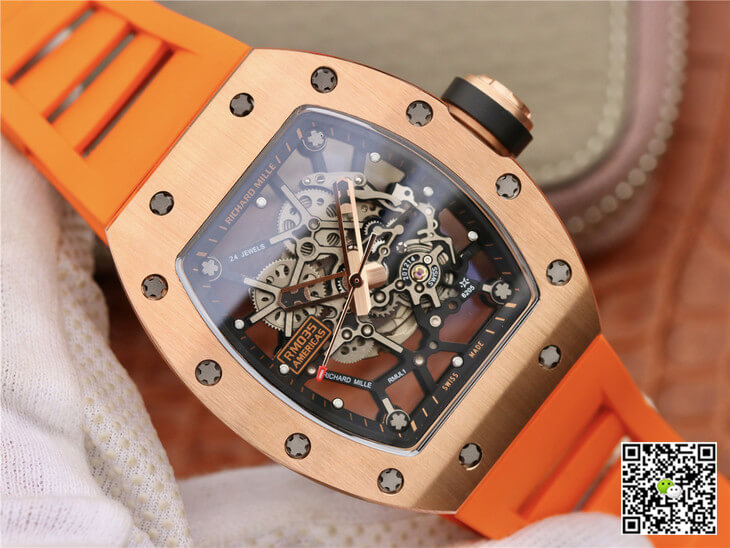 Richard Mille RM035 Americas KV Factory Rose Gold Orange Strap