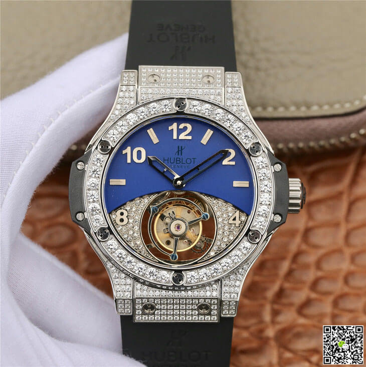 Hublot Big Bang Tourbillon Stainless Steel Diamond Blue Dial
