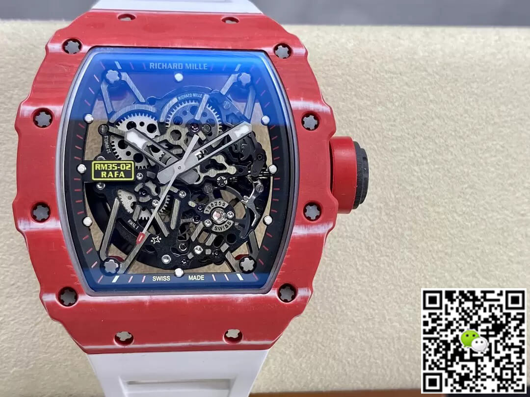 Richard Mille RM35-02 T+ Factory Carbon Fiber Case White Rubber Strap