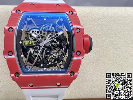 Richard Mille RM35-02 T+ Factory Carbon Fiber Case White Rubber Strap