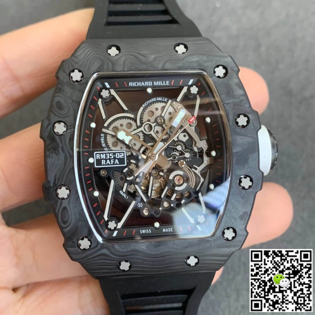 Richard Mille RM035-02 KV Factory Carbon Fiber Black Rubber Strap