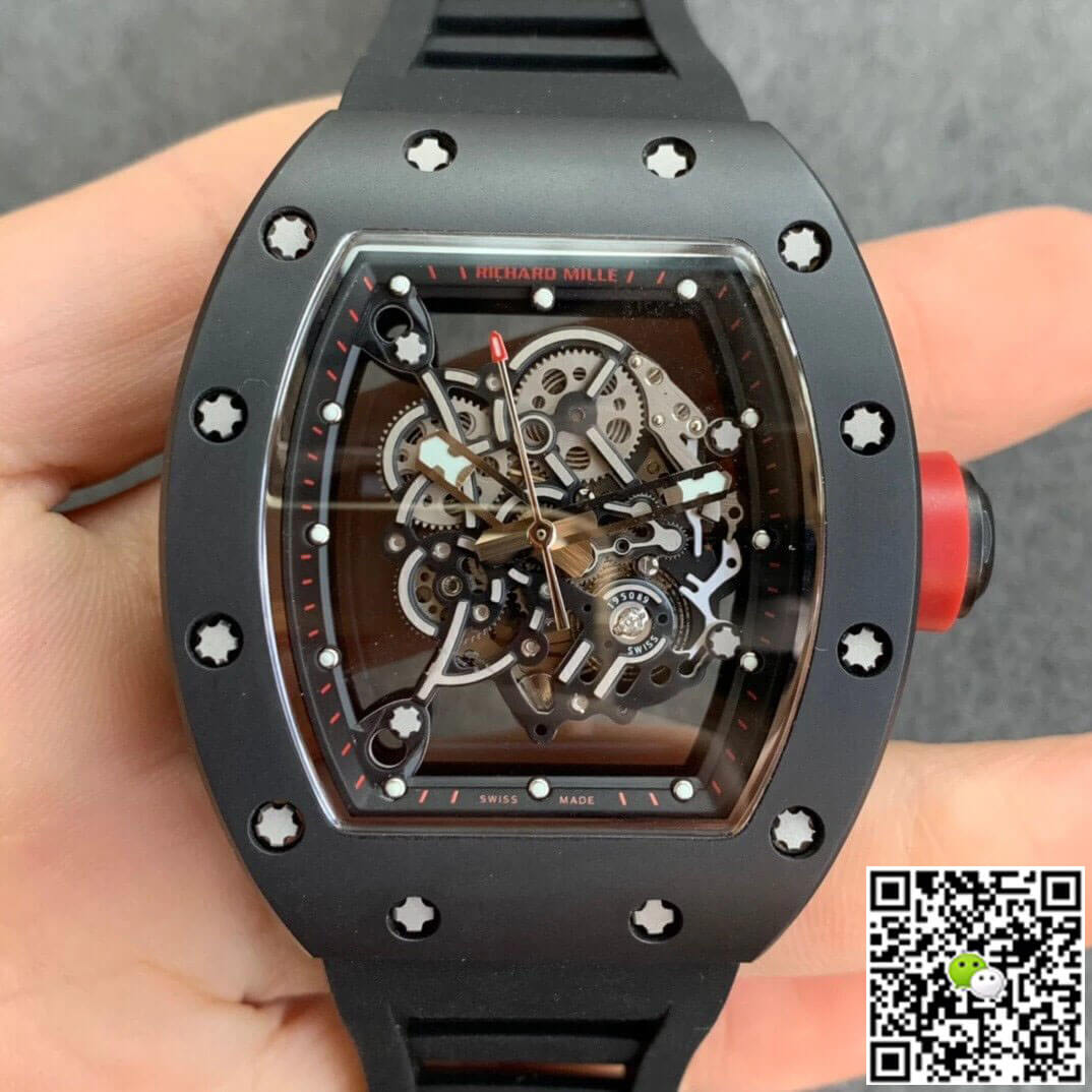 Richard Mille RM055 KV Factory V2 Ceramic Black Rubber Strap