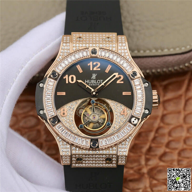 Hublot Big Bang Tourbillon Rose Gold Diamond Black Dial
