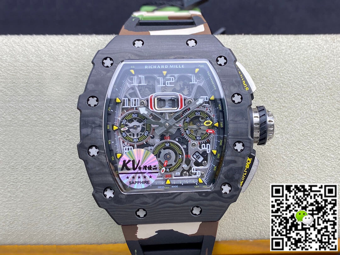 Richard Mille RM-011 KV Factory V2 Carbon Fiber Camo Rubber Strap