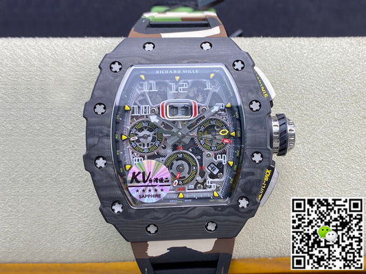 Richard Mille RM-011 KV Factory V2 Carbon Fiber Camo Rubber Strap