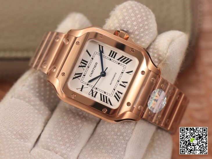 Cartier De Santos WSSA0010 BV Factory 18K Rose Gold White Dial