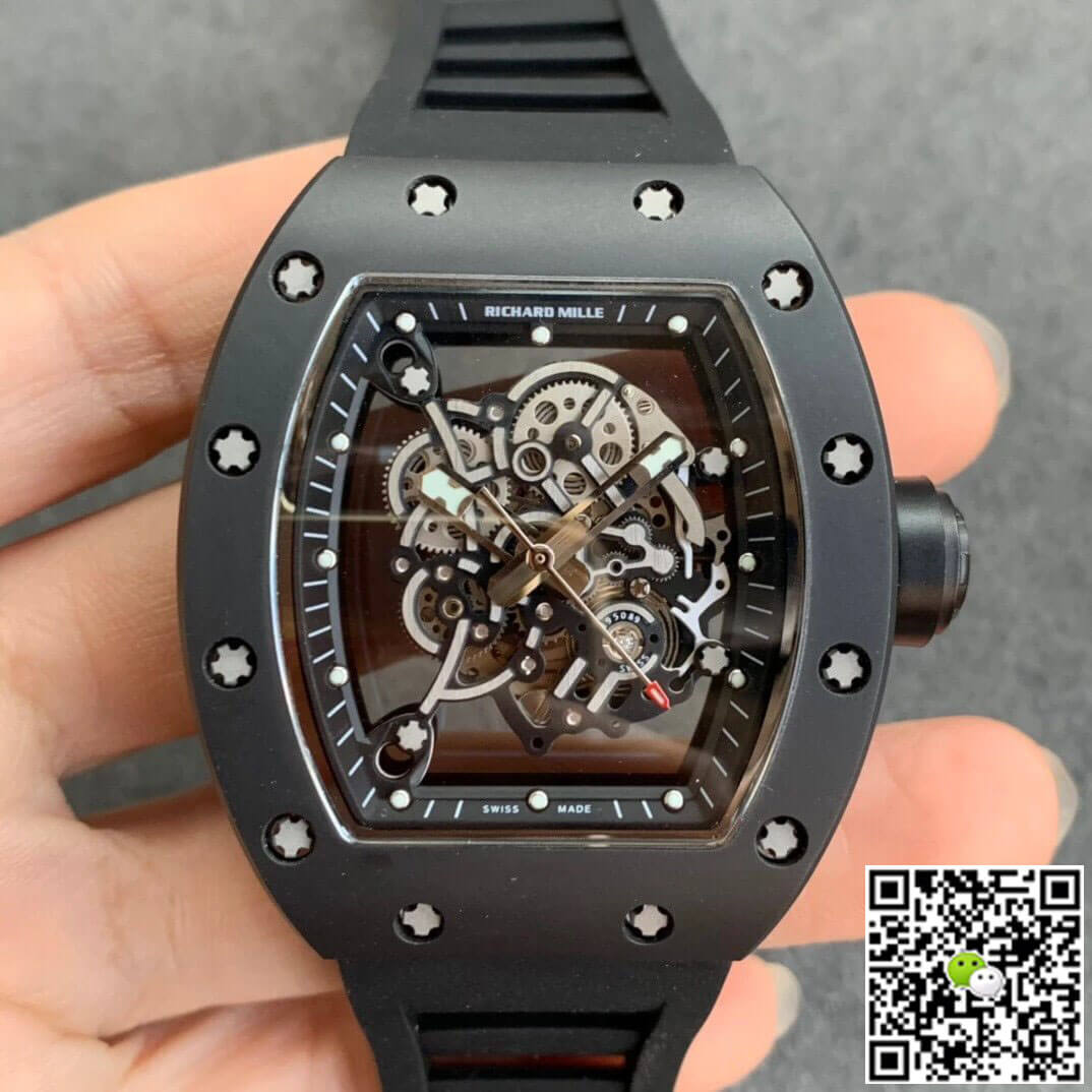 Richard Mille RM055 KV Factory V2 Black Ceramic Rubber Strap