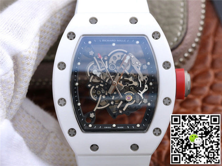 Richard Mille RM055 KV Factory Ceramic White Rubber Strap