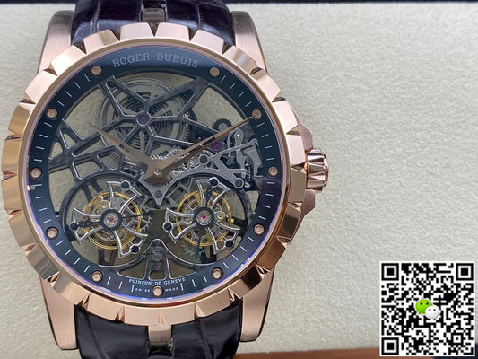 Roger Dubuis Excalibur RDDBEX0395 YS Factory Rose Gold Double Tourbillon Dial