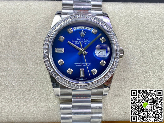 Rolex Day Date M128396TBR-0008 36MM GM Factory Diamond Blue Dial