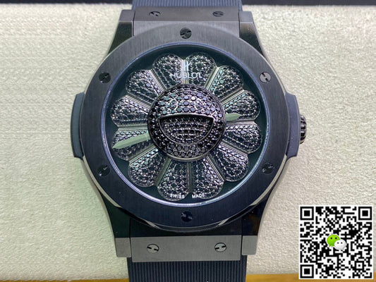 Hublot Classic Fusion Takashi Murakami 507.CX.9000.RX.TAK21 Sunflower Diamond Black Dial