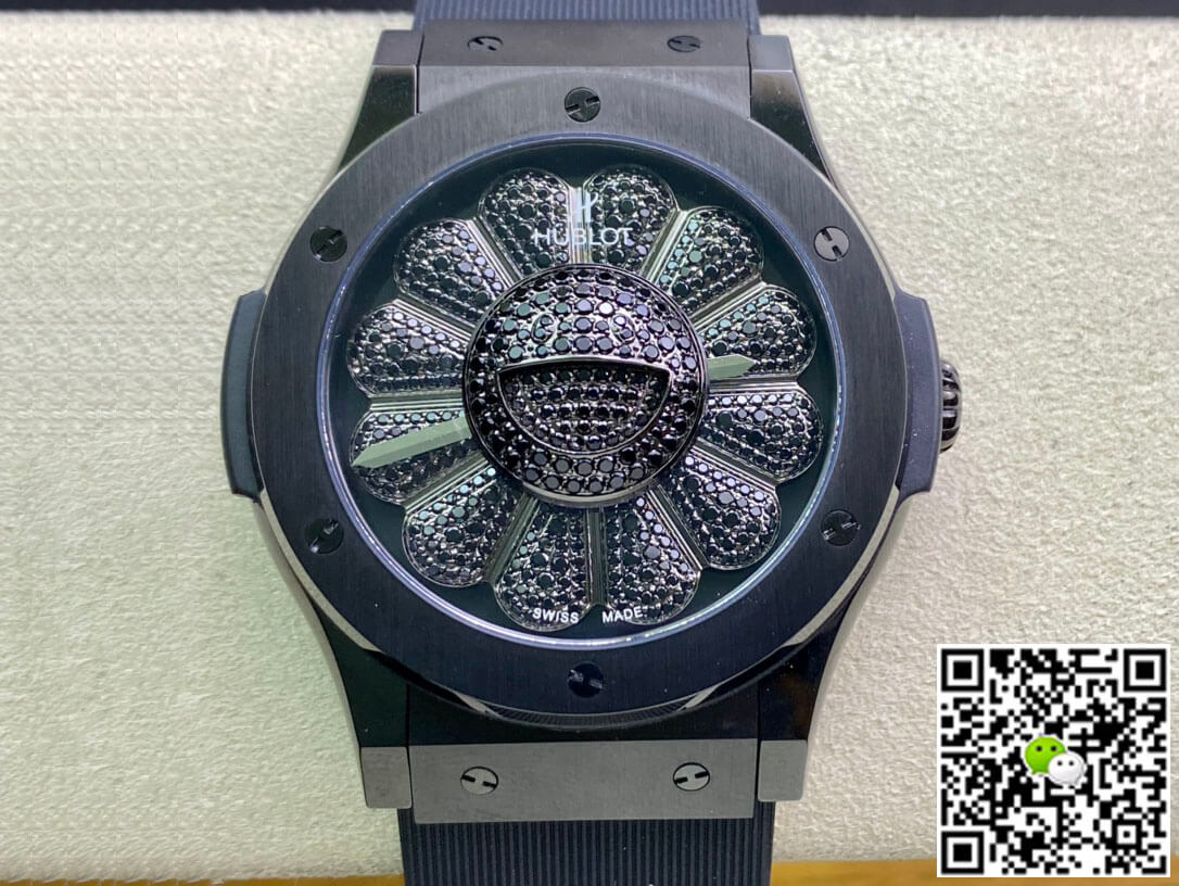 Hublot Classic Fusion Takashi Murakami 507.CX.9000.RX.TAK21 Sunflower Diamond Black Dial